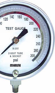 1/8" Barb 100 Percent Panel Mount Mini Line 0x100 Gauge Marsh Instruments 