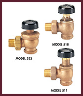 Radiator Valves, Models 511, 518, 523