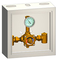 Model 410 Series Gang Shower Valves with Thermometer in Cabinet