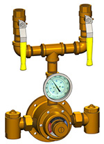 Series 61 Single Thermostatic Mixing Valve with Thermometer and Two Valved Tempered Water Outlets