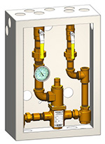 Series 66 with Shutoff & Thermometer and Valved Cold Water Bypass in Cabinet