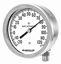 Gas actuated flangeless case thermometer