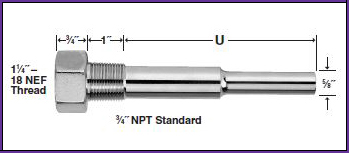 Thermowell for Adjustable Angle Thermometer Thermowell for Adjustable Angle Thermometer