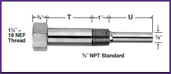 Thermowell for Adjustable Angle Thermometer Thermowell for Adjustable Angle Thermometer
